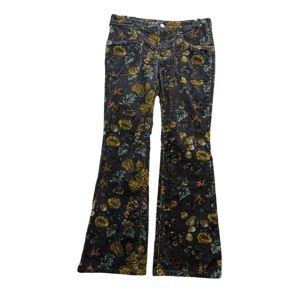 Anthropologie Pilcro The Icon Floral‎ Corduroy Flare Pants Low Rise Boho Y2K 28P